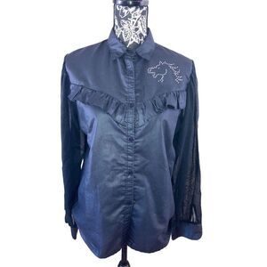 Sheplers Cowgirl Horse Button Up Long Sleeve Ruffles Rodeo Western